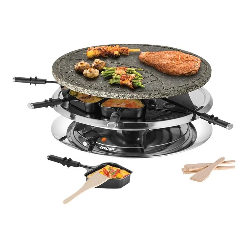 Unold 48726 raclette grilis 8 asmenims 1300 W Juodas, Nerūdijantis plienas