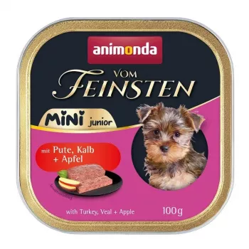Šlapias šunų ėdalas animonda Vom Feinsten Mini Junior – kalakutiena ir veršiena su obuoliu, 100 g