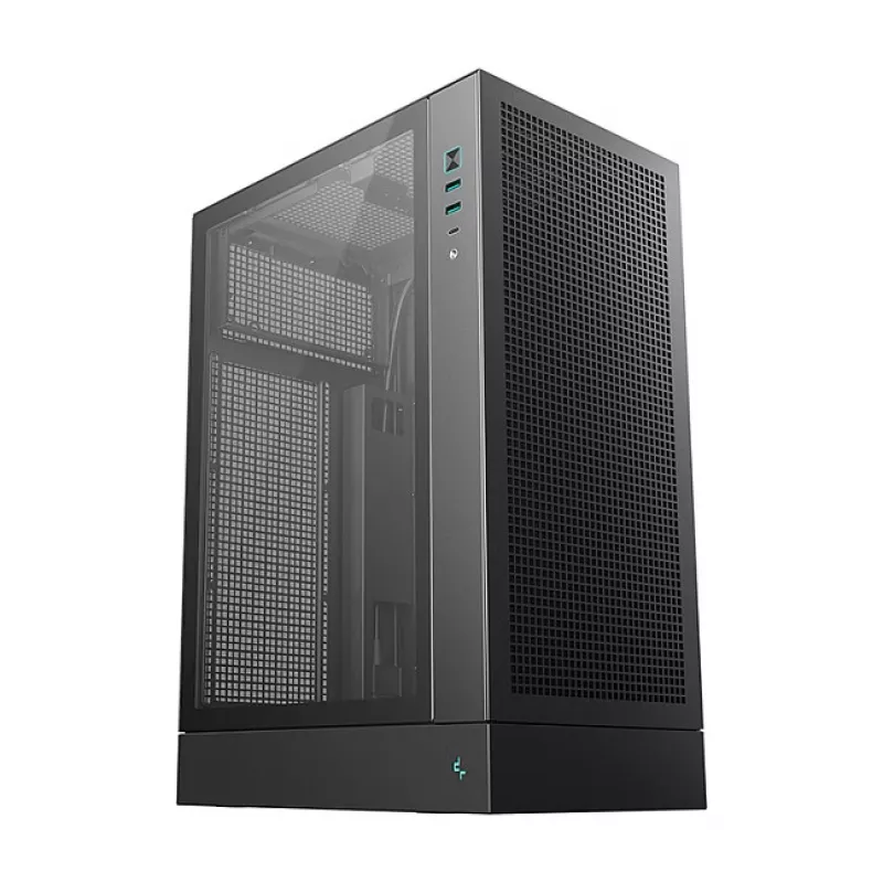 PC korpusas DeepCool CH170 PLUS Tower Black – mikro-ATX/mini-ITX, grūdintas stiklas, USB-C, viršuje montuojamas maitinimo šaltinis