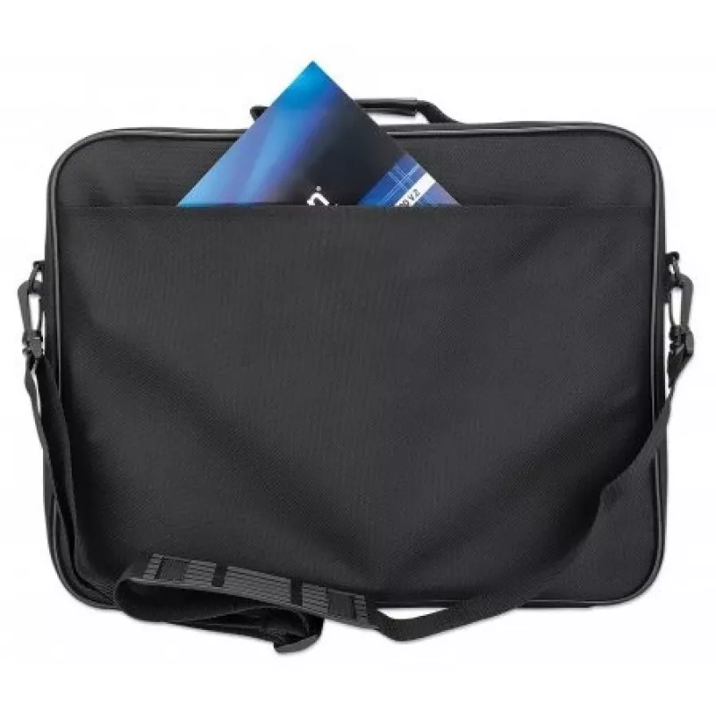 Manhattan Cambridge Laptop Bag 15.6 inch juodas, Clamshell dizainas, nešiojamas, su kišenėmis, nuimama petneša