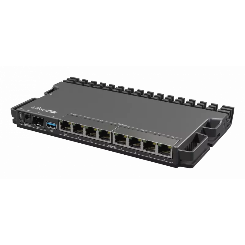 Laidinis maršrutizatorius MikroTik RB5009UPR+S+IN — 8x RJ-45 PoE prievadai, 2.5GbE, SFP+ lizdas, RouterOS