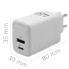 Qoltec GaN 45W įkroviklis 5V 20V 1.5A 3A, 1xUSB C PD, 1xUSB A