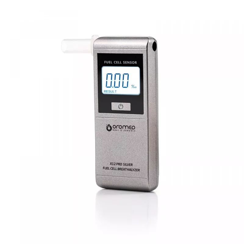 Alkoholio testeris ORO‑MED X12 PRO SILVER – bekontaktis alkotesteris, diapazonas 0–4 g/L, LCD, AAA baterijos