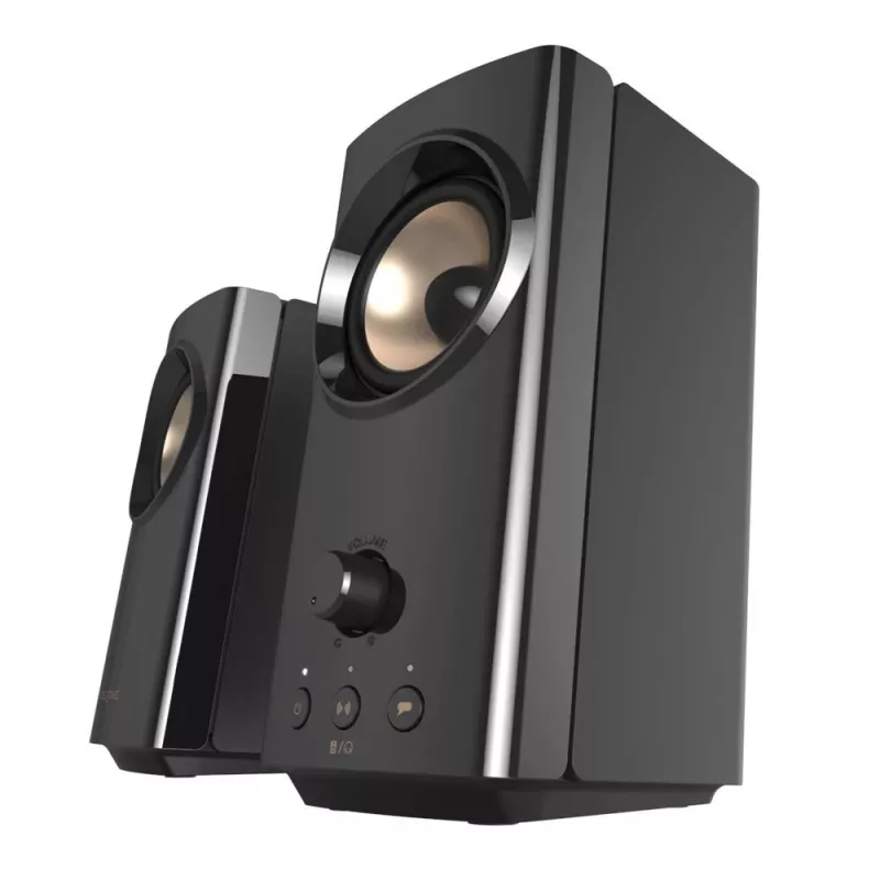 Kolonėlės CREATIVE T60 2.0 kompaktiniai Hi-Fi staliniai garsiakalbiai su aiškiu dialogu ir erdviniu garsu Sound Blaster, SmartComms Kit, USB-C garso ir mikrofono bei ausinių prievadais B