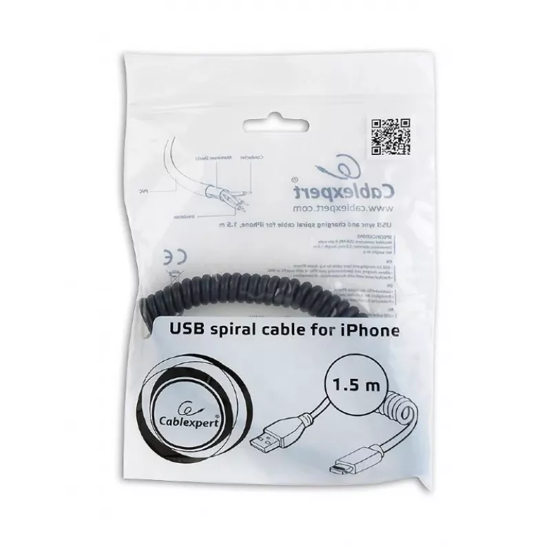 Gembird CC-LMAM-1.5M laidas – 1,5 m, Lightning į USB-A, juodas