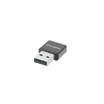 USB belaidis tinklo adapteris LANBERG NC-0300-WI, 2x vidinės antenos 2 dBi, USB 2.0, iki 2400 Mbit/s, juodas