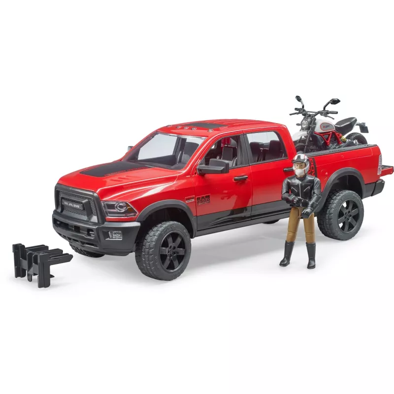 Dodge RAM 2500 Power Wagon su priekaba ir motociklu Ducati 02502 BRUDER