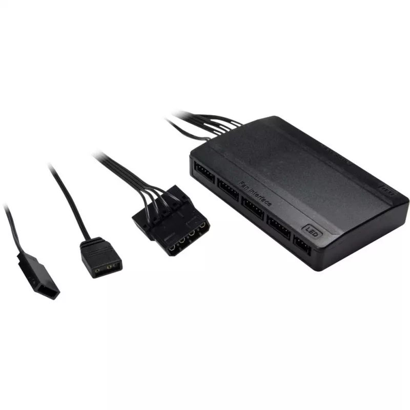 INTER-TECH Argus RS-07 RGB 120 mm korpuso aušintuvų rinkinys, 3 vnt., su pulteliu, juodas