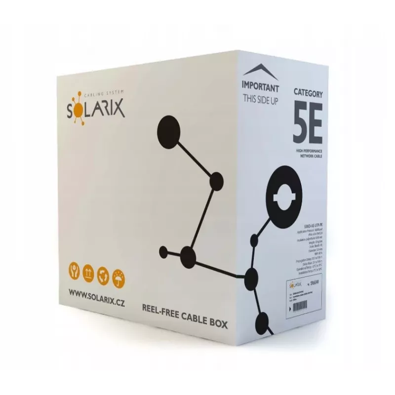 Tinklo kabelis Solarix SXKD-5E-UTP-PE UTP CAT5E 305m juodas