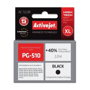 Kasetė ActiveJet AC-510R juoda – suderinama su Canon, pigmentinis, 12 ml, didelės talpos (XL), vienetinis paketas