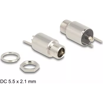 DeLOCK DC lizdas 5.5 x 2.1 mm moteriškas, montuojamas į korpusą, litavimo versija, 20 V 10 A