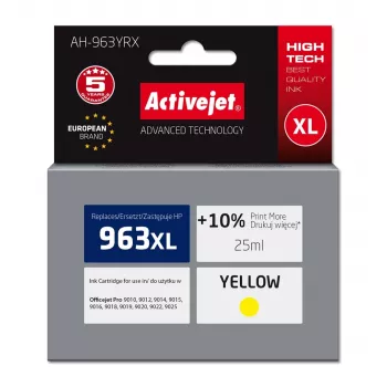 Activejet AH-963YRX kasetė (HP 963XL 3JA29AE pakaitalas; Premium; 1760 puslapių; 25 ml, geltona)