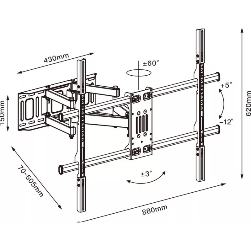 TV laikiklis TB TB-854 iki 100 colių, max 65 kg, VESA 800×600