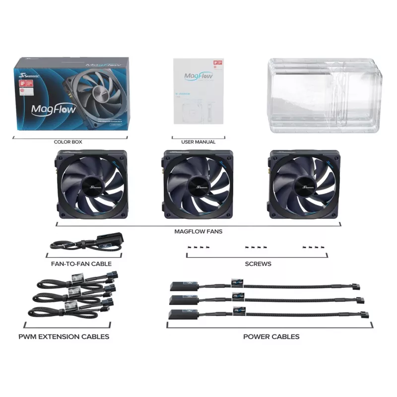 Ventiliatorius Seasonic MagFlow 1-Fan Kit 12 cm juodas 1 vnt.
