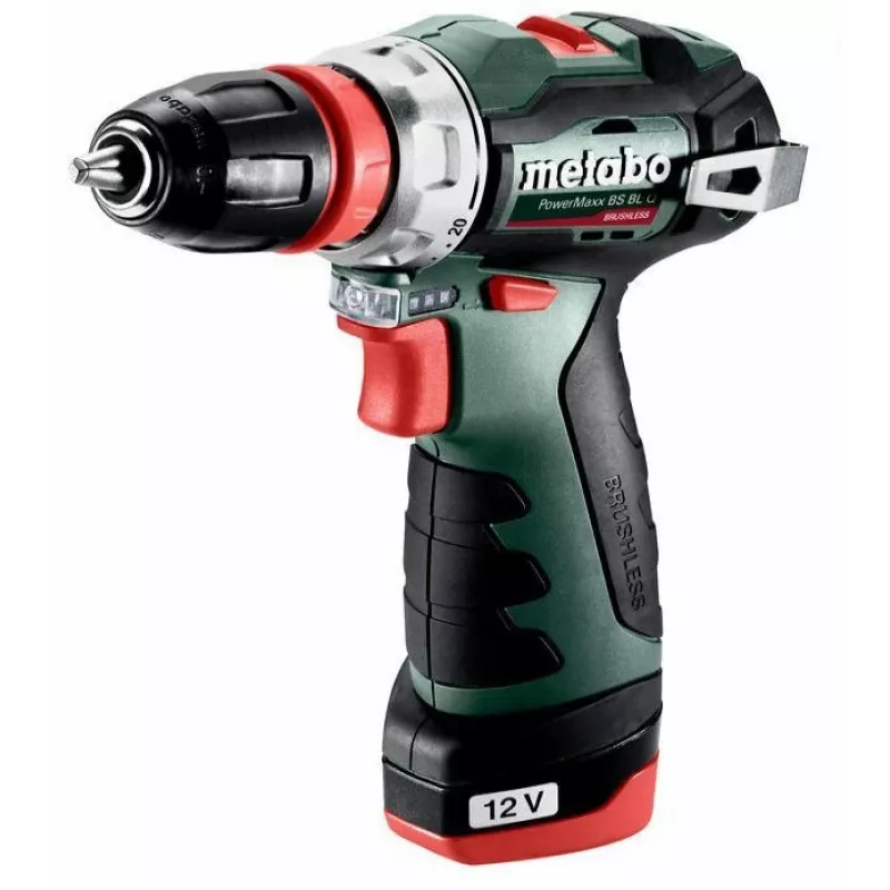 Metabo PowerMaxx BS BL Q 601749500 akumuliatorinis gręžtuvas-suktuvas, 12V, 38 Nm, 2x 2,0 Ah