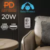 Maitinimo skirstytuvas MACLEAN MCE249 F/W – 2 kištukiniai lizdai (16A + 6A) ir 4 USB (2x A, 2x C PD 20W)