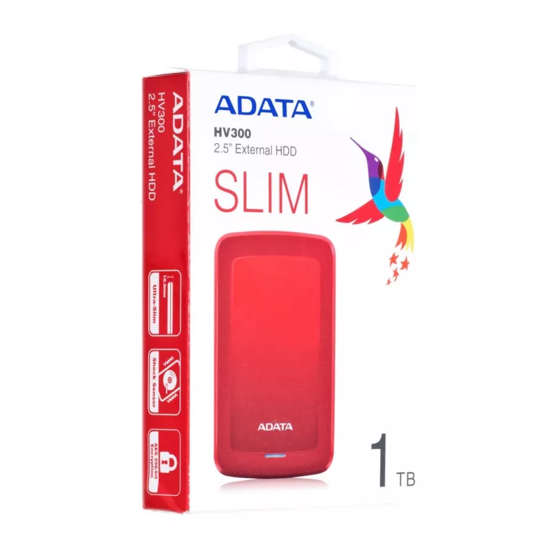 Išorinis kietasis diskas ADATA HV300 1 TB 2,5 colio USB 3.2 Gen 1 raudonas