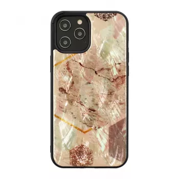 Apsauginis dėklas iKins Apple iPhone 12 / 12 Pro – rožinio marmuro dizainas