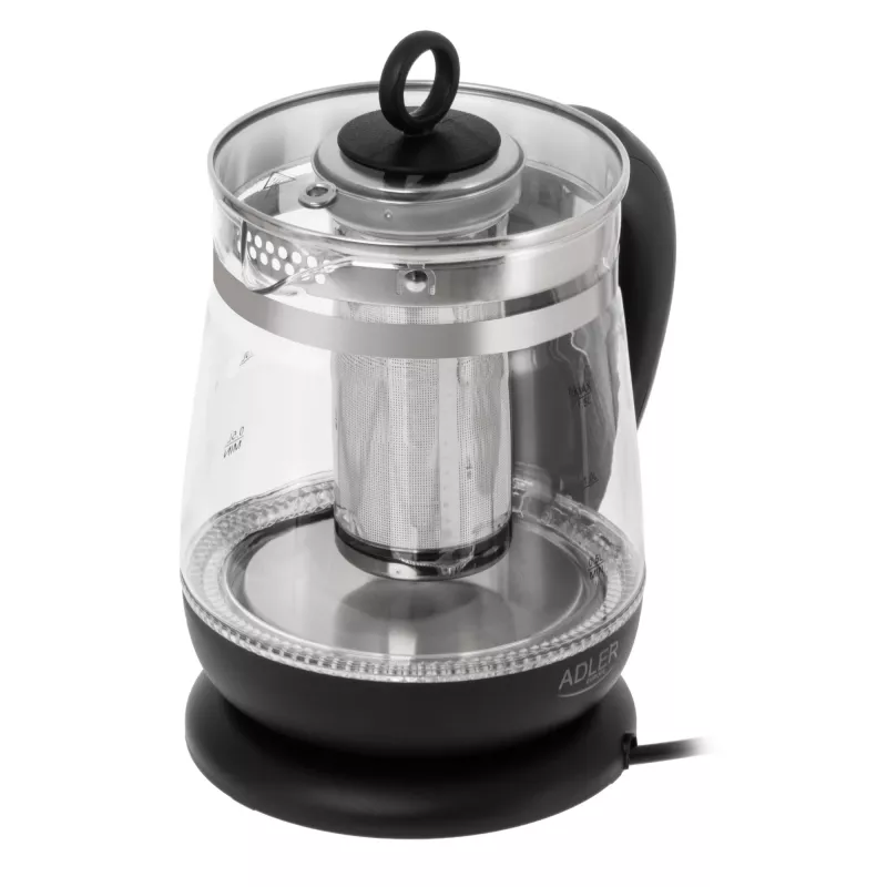 Adler virdulys AD 1299 | 2200 W | 1,5 L | Stiklinis | 360° pagrindas | Juodas