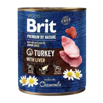 Šlapias šunų ėdalas Brit Premium by Nature Junior Turkey with Liver 800 g – pilnavertis pašaras šuniukams, be grūdų, 78% drėgmės