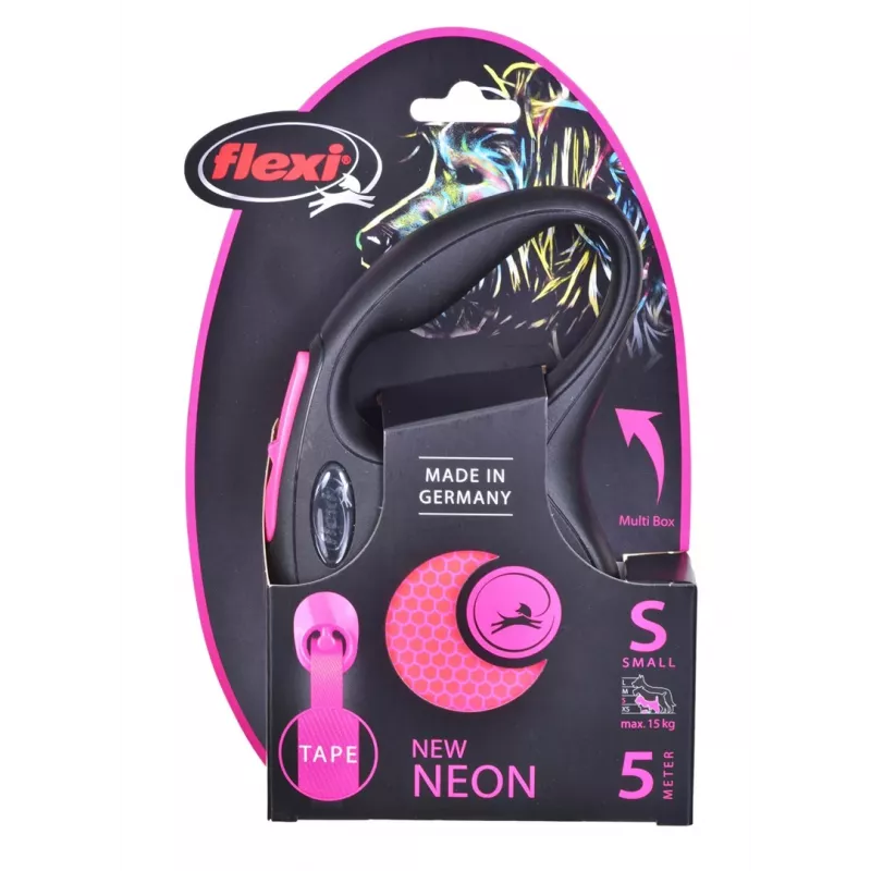 Flexi New Neon S 5 m šunų pavadėlis automatinis