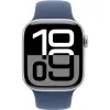 APPLE Watch Series 10 GPS 42mm sidabrinis aliuminio korpusas su džinsinio sporto dirželiu S/M