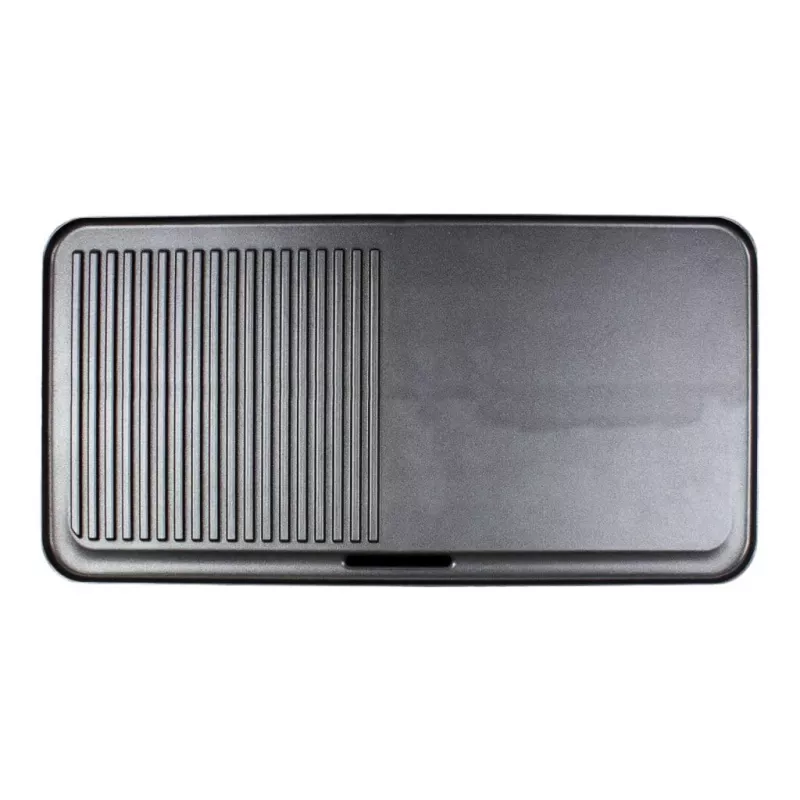 Elektrinis stalo grilis Rommelsbacher BBQ 2003 — 1900 W, 50×25 cm, briaunotas + Teppanyaki, reguliuojamas termostatas, sidabrinis/juodas