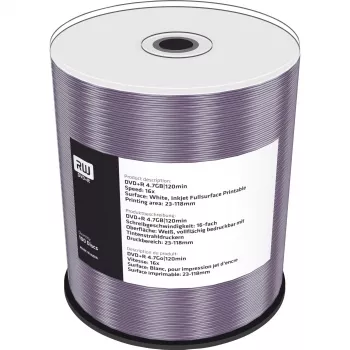 MediaRange Inkjet Fullsurface-Printable - 100 vnt. DVD+R 16x - Laikmena (MR414)