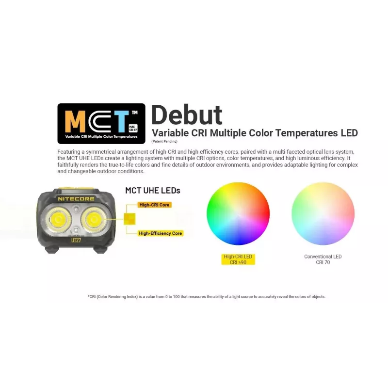 Nitecore UT27 MCT juodas, geltonas galvos žibintuvėlis LED