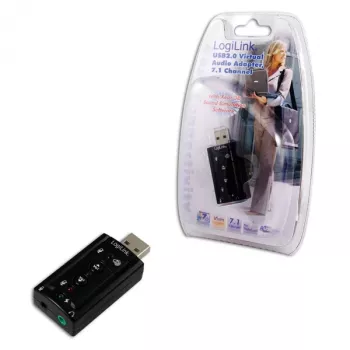 Išorinė USB garso plokštė LOGILINK UA0078, 7.1 kanalų, USB sąsaja, kompaktiška 124×194×34 mm, 80 g