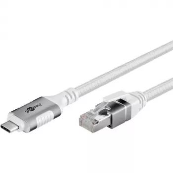Tinklo kabelis Goobay 74180 USB-C į RJ-45 Cat6 10 m baltas