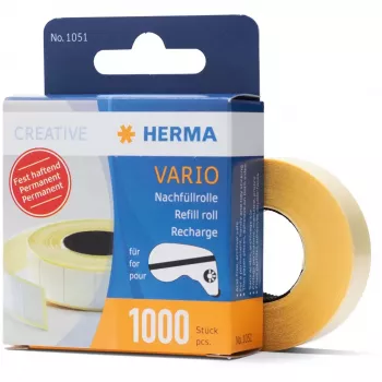 Lipnūs popieriniai dvipusiai lipdukai HERMA Vario papildymo ritinėlis 1000 vnt.