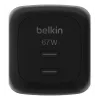 Greičiasis AC sieninis įkroviklis Belkin WCH020kqBK, 2× USB-C, universali suderinamumas, apsauga nuo perkrovų, juodas