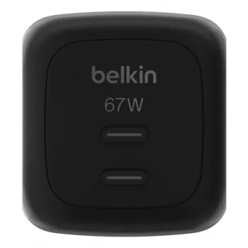 Greičiasis AC sieninis įkroviklis Belkin WCH020kqBK, 2× USB-C, universali suderinamumas, apsauga nuo perkrovų, juodas