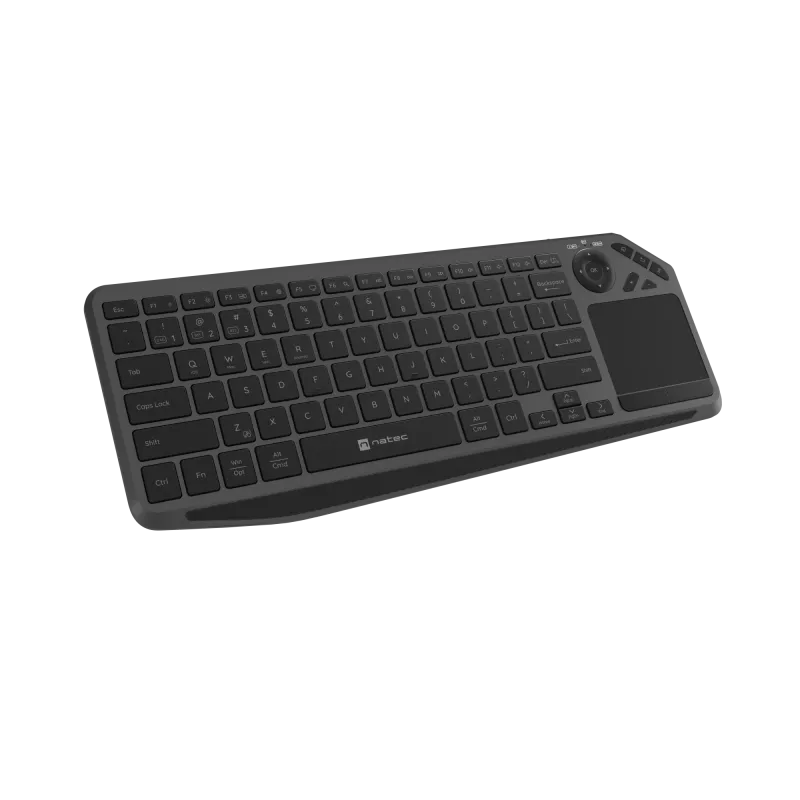 Natec Turbot 2 belaidė klaviatūra, US išdėstymas, Bluetooth, juoda/pilka