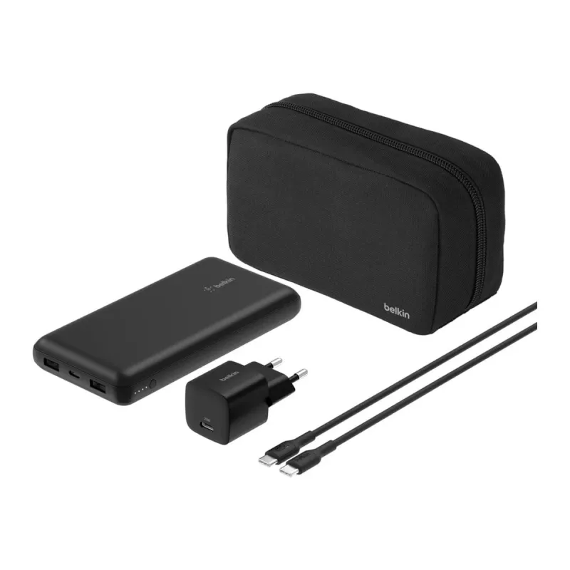 Belkin BoostCharge - Powerbank su integruotu maitinimo šaltiniu - 20000 mAh - PD - 3 išėjimo prievadai (24 pin USB-C, 2 x USB-A)