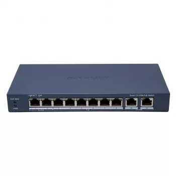 Hikvision DS-3E1310HP-EI(B) valdomas tinklo jungiklis Fast Ethernet (10/100) su PoE, pilka