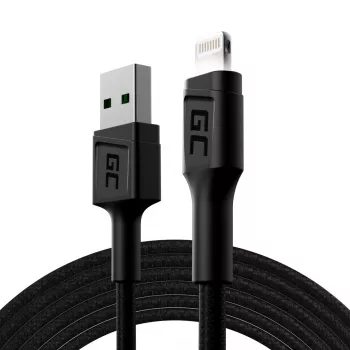 Laidas Lightning – USB-A Green Cell KABGC12, 2 m, juodas