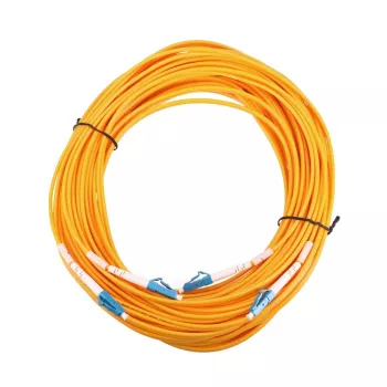 Skaidulinis optinis jungiamasis kabelis Extralink EX.2862 LC–LC 0,5 m G.652D FTTH geltonas pilnas dupleksas