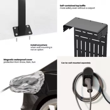 Išorinis stovas elektromobilių ir įkraunamų hibridų (EV/PHEV) įkrovikliams Maclean, plieninis, 15 kg maks., MCE456