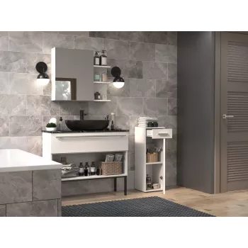 Pusiau kolona vonios kambariui su stalčiumi Top E Shop Nel 30×30×85 cm balta matinė