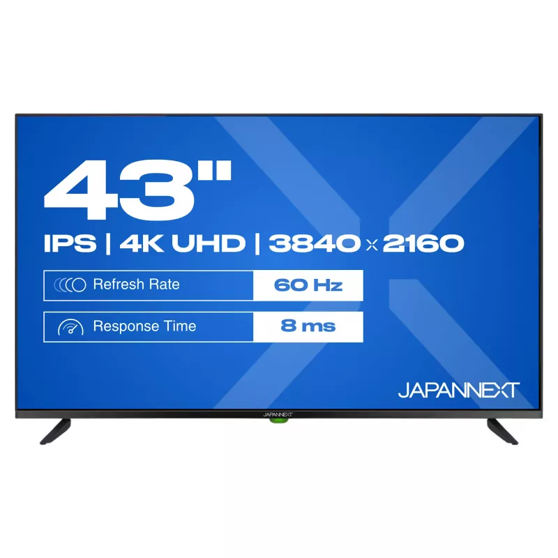 109,2 cm / 43 colių (3840x2160) JAPANNEXT JN-IPS430UHD60F 16:9 IPS 60Hz HDMI USB WLAN Garsiakalbiai Juoda