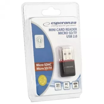 Esperanza EA134K kortelių skaitytuvas juodas, sidabrinis, permatomas USB 2.0