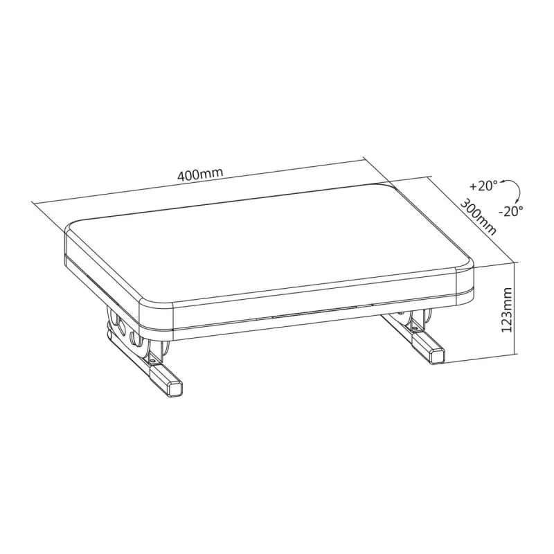 Pėdų atrama MACLEAN MC-460 ergonomiška minkšta metalinė pėdų atrama, neslystantis pagrindas, pasvirimas -20–20°, maks. apkrova 20 kg, juoda