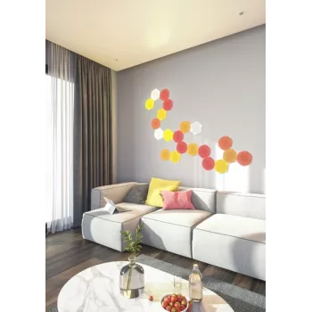 LED šešiakampiai skydeliai Nanoleaf NL42-6002HX-15PK, RGB, 15 vnt., maitinimas iš tinklo