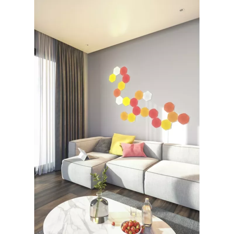LED šešiakampiai skydeliai Nanoleaf NL42-6002HX-15PK, RGB, 15 vnt., maitinimas iš tinklo