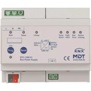 MDT STC-1280.01 magistralės maitinimo šaltinis, 8TE, REG, 1280 mA