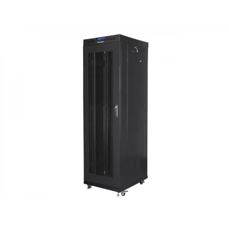 Stovo spinta LANBERG FF01-6842-23BL 42U laisvai pastatoma, 2127,5×600×800 mm, IP20, rakinamas užraktas, ratukai