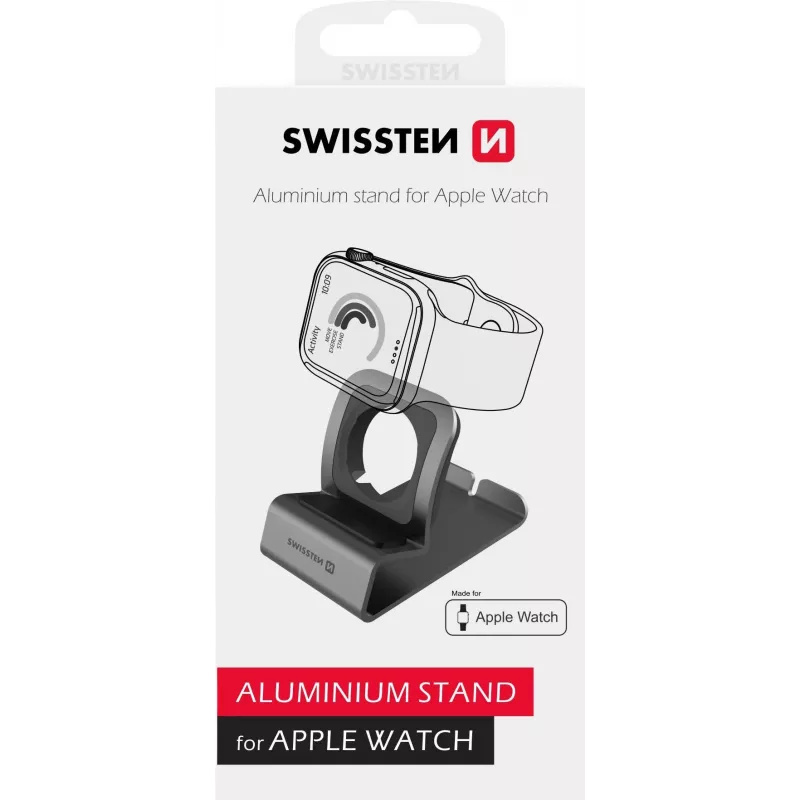 Aliumininis stovas SWISSTEN 25005200, skirtas Apple Watch Series 1–6, pilka spalva