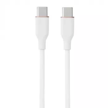 Silicone kabelis USB Type-C – Type-C, 100W (baltas, 2m)